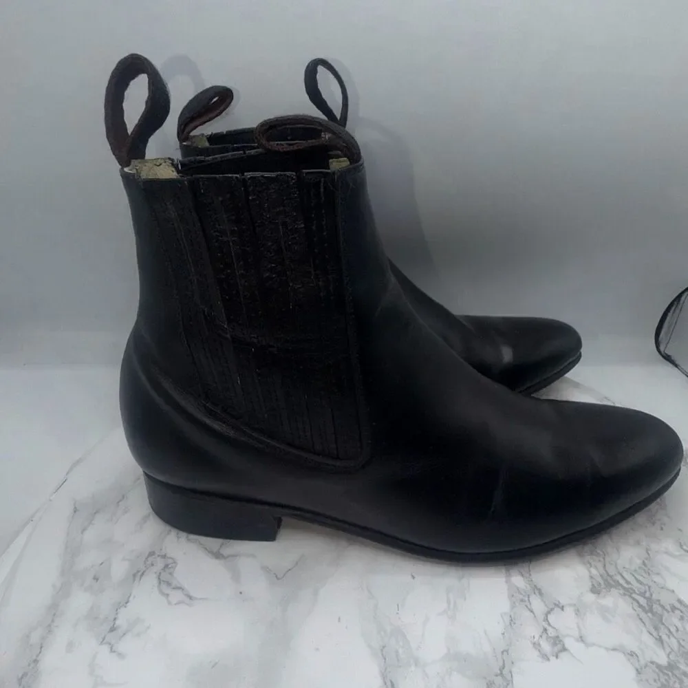 CAMARENA Black Leather Mexican Charro Boot-7.5